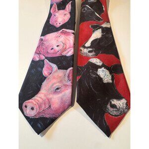 Ralph Marlin Farm Animals Ties – “Cows” & “Pig” – Made in USA